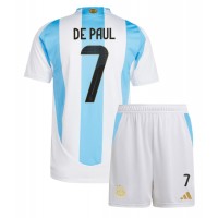 Camiseta Argentina Rodrigo De Paul #7 Primera Equipación para niños Copa America 2024 manga corta (+ pantalones cortos)